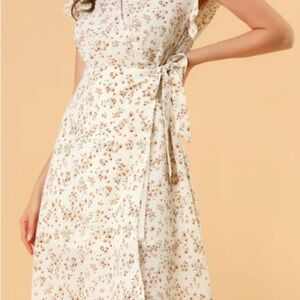 Floral Cream Wrap Dress